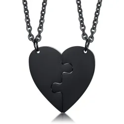 Heart pendant with necklace - custom made engraved name - 2 piecesNecklaces