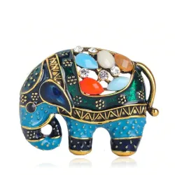 Thailand elephant with crystals - broochBrooches