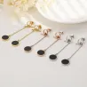 Chain with a black circle - long earringsEarrings