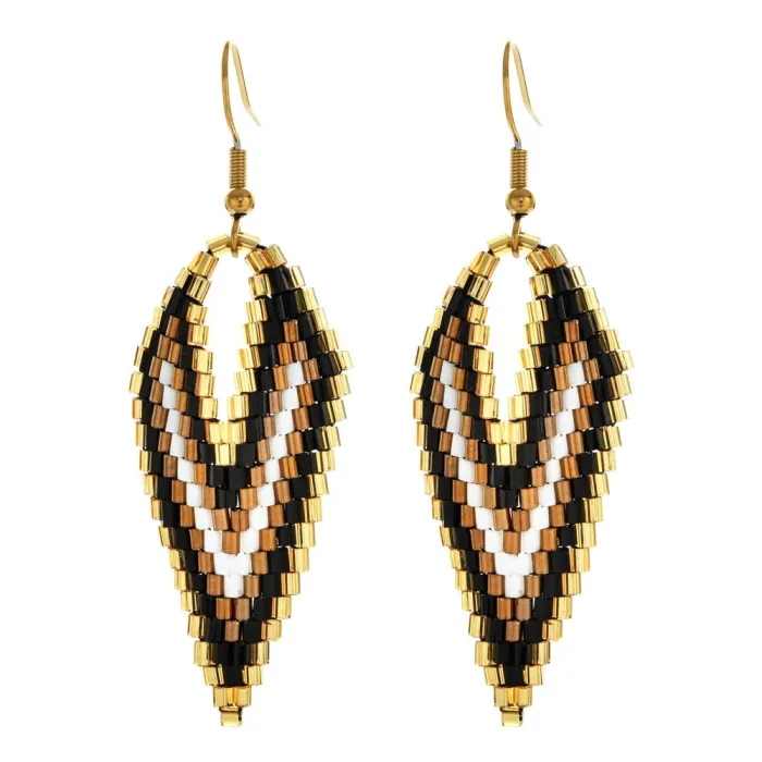Long earrings with beads - V-shapedEarrings