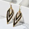 Long earrings with beads - V-shapedEarrings