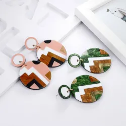 Round acrylic earrings - multicolour geometric designEarrings