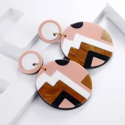 Round acrylic earrings - multicolour geometric designEarrings