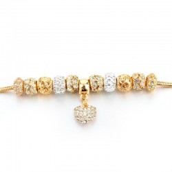 Elegant gold bracelet - with crystal beads & heartBracelets