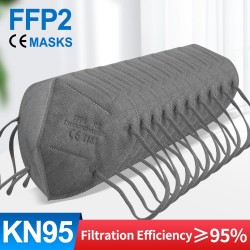 FFP2 - KN95 - protective face / mouth mask - 5-layer - reusable - grey - 10 - 100 pieces