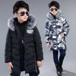 Warm down jacket - with fur collar - for boys