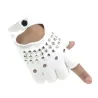 Leather gloves - half finger design - with rivets - unisexGloves