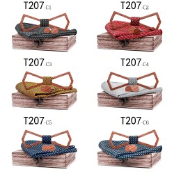 Cufflinks - bow tie - handkerchief - neckband strap - vintage wooden setBows & ties