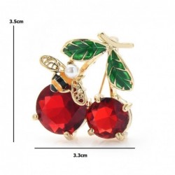 Double crystal cherries with a bee - broochBrooches