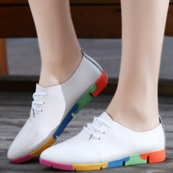 Flat shoes with rainbow sole - with laces - genuine leatherBoots