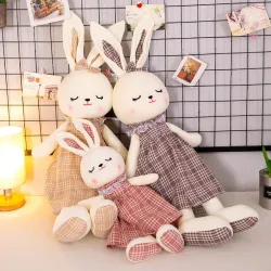 Rabbit in checkered dress - stuffed toy / dollCuddly toys
