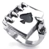 Vintage ring - stainless steel - skull claw holding deck of cardsRings