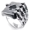 Vintage ring - stainless steel - skull claw holding deck of cardsRings