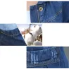 Trendy denim long jacket - with hood - zipper - pocketsJackets