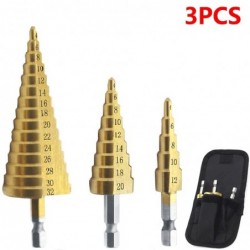 HSS titanium drill bit - 4-12mm / 4-20mm / 4-32mm - for metal / wood cutting - 3 pieces
