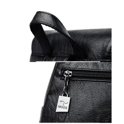 Leather backpack - with hand strap / zippersBackpacks