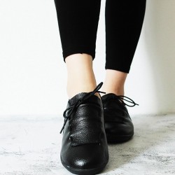 Soft flat shoes - with laces - pleated leatherShoes