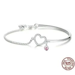 Crystal bracelet - with mini hearts - 925 sterling silverBracelets