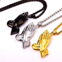 Praying hands pendant - with necklace - stainless steelNecklaces