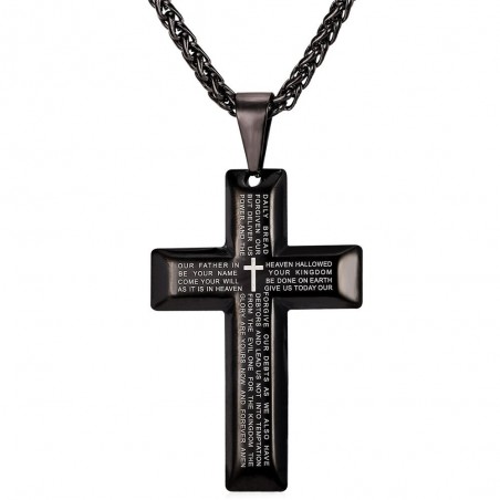 Cross with prayers - necklace - stainless steelNecklaces