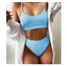 Sexy ribbed bikini set - high waistBeachwear