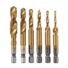 1/4 Inch 6542 Titanium coated - combination metric deburr countersink drills - hex shank - 6 piecesBits & drills