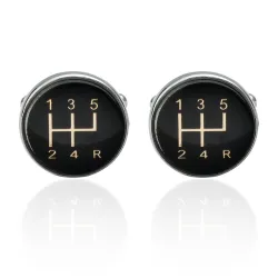 Car black gearbox - round cufflinksCufflinks