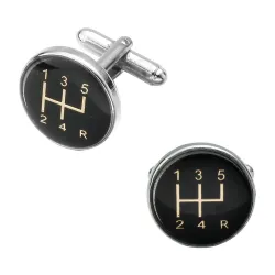 Car black gearbox - round cufflinksCufflinks