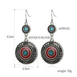 Vintage ethnic style earrings - with rhinestones / red enamelEarrings
