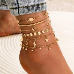 Vintage gold anklet - leg bracelet - butterfly / angel / heart
