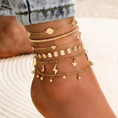 Vintage gold anklet - leg bracelet - butterfly / angel / heartAnklets