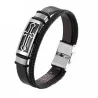 Vintage cross bracelet - stainless steel / leather - with metal claspBracelets
