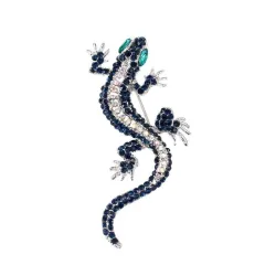 Navy crystal lizard - broochBrooches