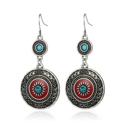 Vintage ethnic style earrings - with rhinestones / red enamelEarrings