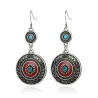 Vintage ethnic style earrings - with rhinestones / red enamelEarrings