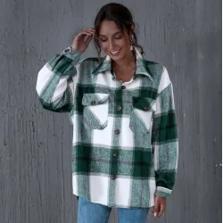 Casual green plaid shirt - long sleeve - button upBlouses & shirts