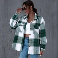 Casual green plaid shirt - long sleeve - button upBlouses & shirts