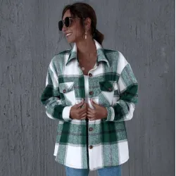 Casual green plaid shirt - long sleeve - button upBlouses & shirts