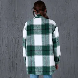 Casual green plaid shirt - long sleeve - button upBlouses & shirts