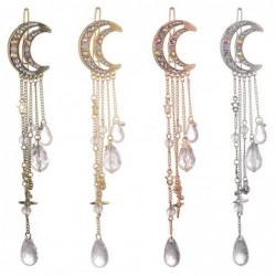 Moon crescent - hair clip with long tassels / crystals