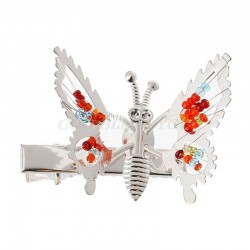 Hollow-out butterfly - hair clip with crystal decorations