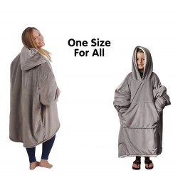 Warm velvet pajama - oversized - with pockets / hood - reversible - soft blanket - unisex