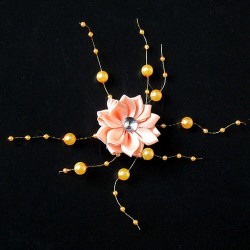 Elegant round hair clip - gypsophila flower - with pearl decorations