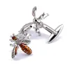 Bee shaped metal cufflinks - with crystalsCufflinks