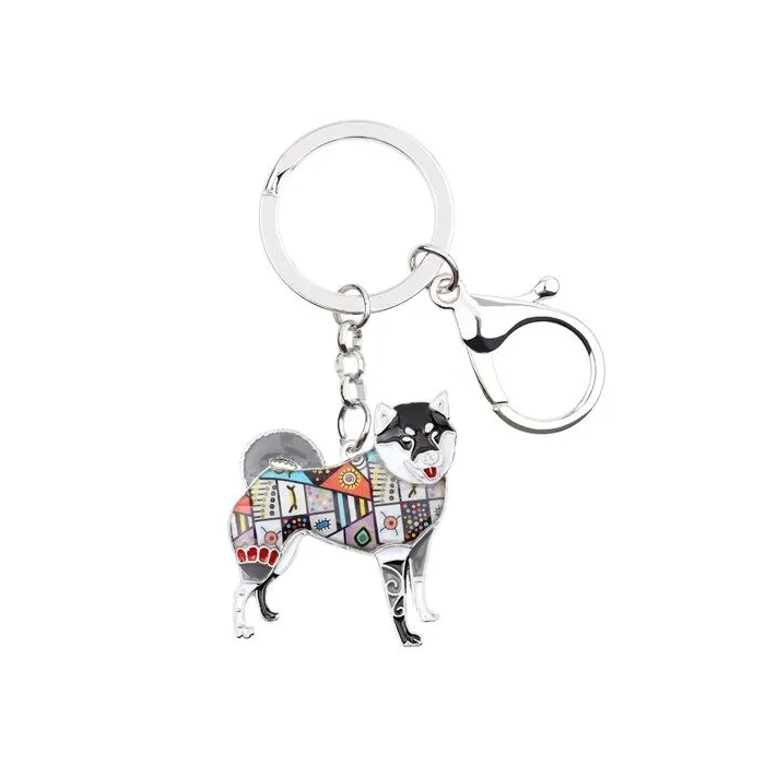 Shiba inu - enamel dog - metal keychainKeyrings