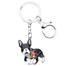 Enamel french bulldog - metal keychainKeyrings