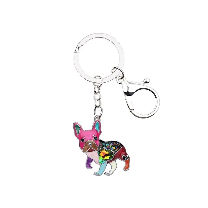 Enamel french bulldog - metal keychainKeyrings