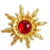 Vintage sun / sunflower shaped earrings - with red pearlEarrings