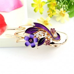 Luxurious crystal hair clip - butterflies / flowers