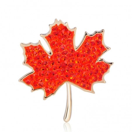 Red maple leaf - crystal broochBrooches
